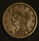 1853 HALF CENT  CH BU