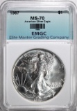 1987 AMERICAN SILVER EAGLE EMGC PERFECT