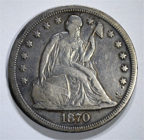 1870 SEATED DOLLAR, VF+
