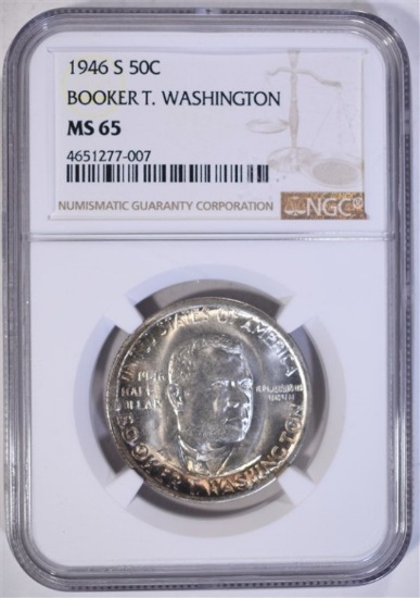 1946-S B.T. WASHINGTON HALF NGC MS-65