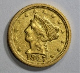 1847-O $2 1/2 GOLD LIBERTY  UNC