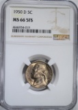 1950-D JEFFERSON NICKEL NGC MS66 5FS