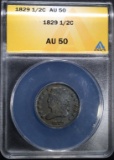 1829 HALF CENT, ANACS AU-50