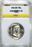 1959-D FRANKLIN HALF DOLLAR, LVCS SUPERB BU FBL