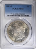 1881-S MORGAN DOLLAR, PCGS MS-65