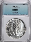 1987 AMERICAN SILVER EAGLE EMGC PERFECT