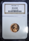 1966 SMS LINCOLN CENT, NGC MS-68 RED