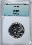 1958 FRANKLIN HALF DOLLAR EMGC SUPERB