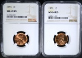 1955 & 1956 LINCOLN CENTS NGC MS66RD