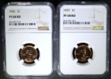 1956 & 1957 LINCOLN CENT  NGC PF68 RD