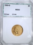 1909-S $5 INDIAN GOLD PCI GEM BU