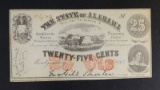 1863 TWENTY-FIVE CENTS STATE OF ALABAMA CH.CU