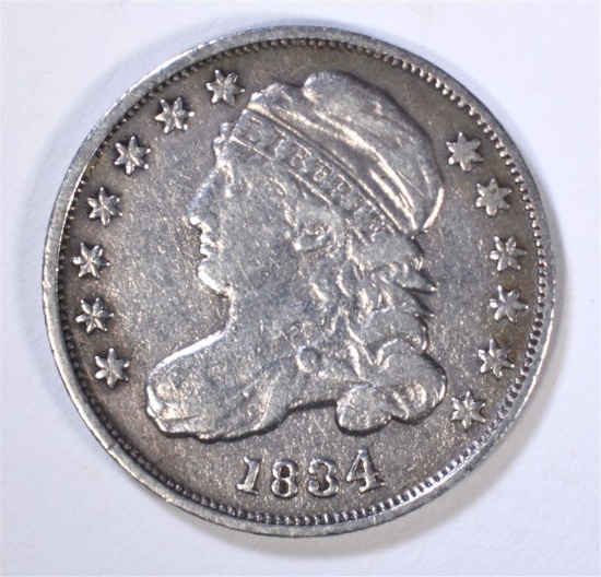 1834 CAPPED BUST DIME, VF+