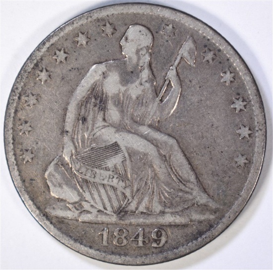 1849-O SEATED HALF DOLLAR, VF