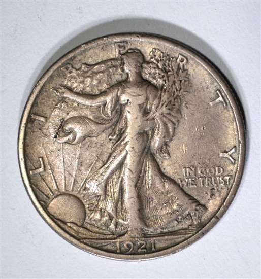 1921-S WALKING LIBERTY HALF, FULL XF RARE KEY DATE