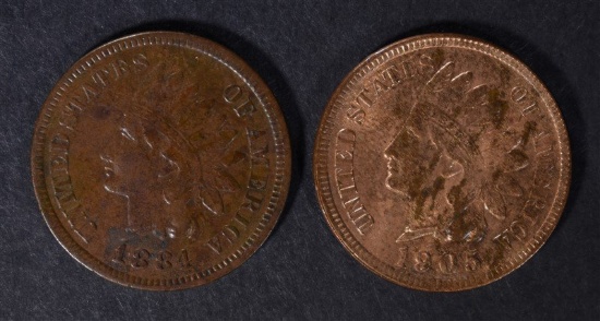 1884 XF/AU & 1905 BU INDIAN HEAD CENTS