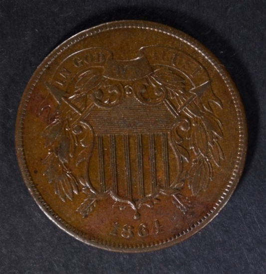 1864 TWO CENT PIECE, XF