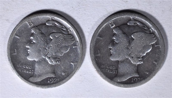 1921 & 21-D MERCURY DIMES, GOOD