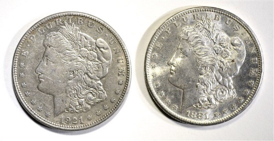 1881-S & 1921-D CH BU MORGAN DOLLARS