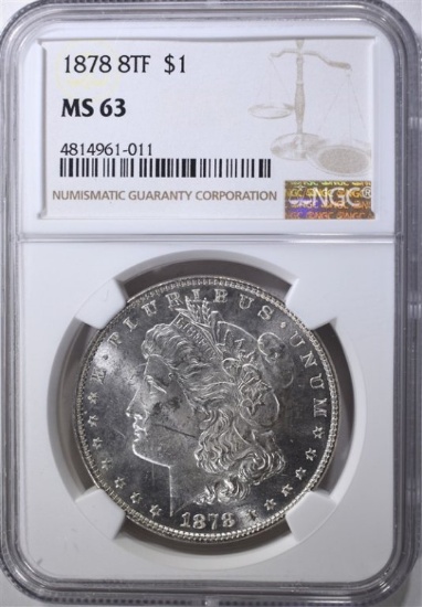 1878 8TF MORGAN DOLLAR, NGC MS-63