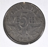 1925 CANADA 5 CENTS  FINE
