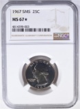 1967 SMS WASHINGTON QTR NGC MS67*