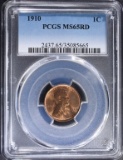 1910 LINCOLN CENT PCGS MS-65 RD