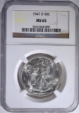 1947-D WALKING LIBERTY HALF NGC MS-65