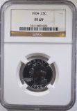 1964 WASHINGTON QUARTER  NGC PF 69