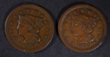 1852 & 53 LARGE CENTS, VF NICE