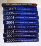 2000-2007 U.S. PROOF SETS IN ORIG PACKAGING