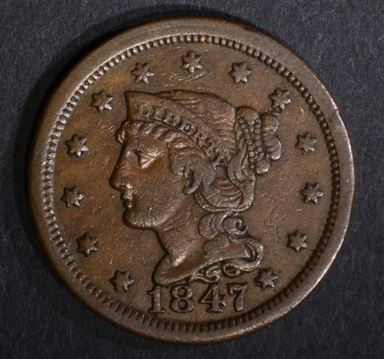 1847 LARGE CENT, CH XF