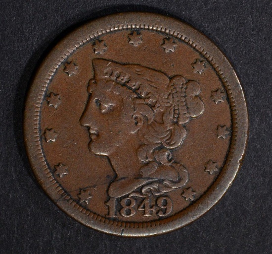 1849 HALF CENT, VF BETTER DATE