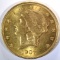 1907 $20.00 LIBERTY GOLD, CH BU