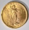 1922 $20.00 SAINT GAUDENS GOLD, AU/BU