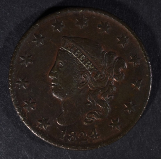 1824 LARGE CENT, XF