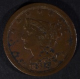 1849 HALF CENT, XF BETTER DATE