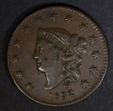 1832 LG LETTER LARGE CENT VF/XF