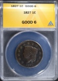 1827 LARGE CENT, ANACS GOOD-6