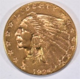 1926 $2 1/2 GOLD INDIAN HEAD CH BU