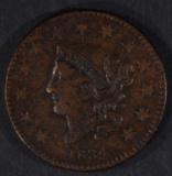 1834 LARGE CENT, XF