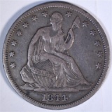 1844-O SEATED HALF DOLLAR, XF/AU NICE