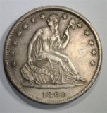 1860-S SEATED HALF DOLLAR, XF