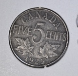 1925 CANADA FIVE CENT  FINE