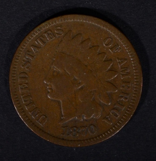 1870 INDIAN HEAD CENT, CH VG