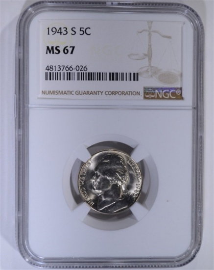 1943-S JEFFERSON NICKEL NGC MS-67