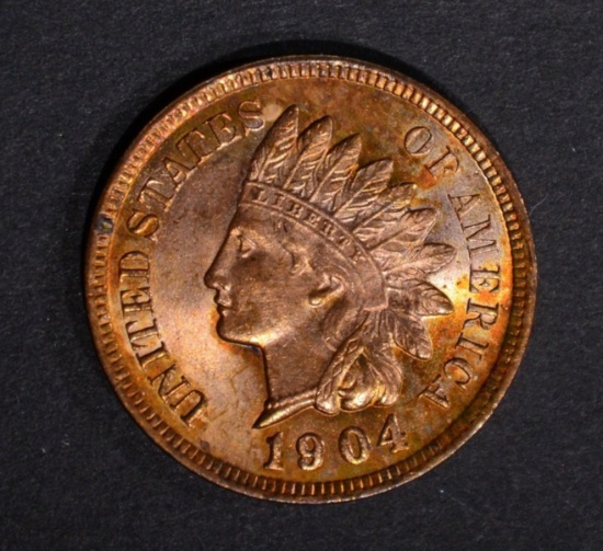 1904 INDIAN CENT, CH BU RED a few spots