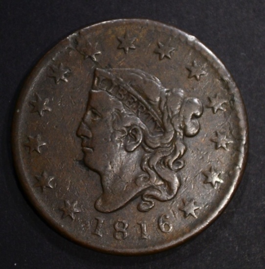 1816 LARGE CENT, VF/XF