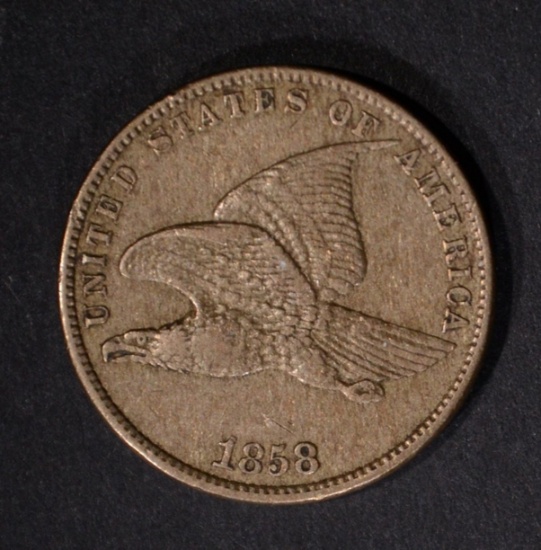 1858 FLYING EAGLE CENT, XF/AU