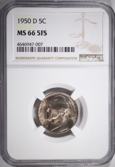 1950-D JEFFERSON NICKEL NGC MS 66 5FS